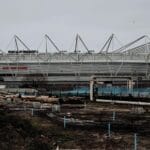 Plac budowy przed trybuną stadionu St Mary’s w Southampton