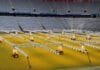 Nowoczesny stadion piłkarski z konstrukcj